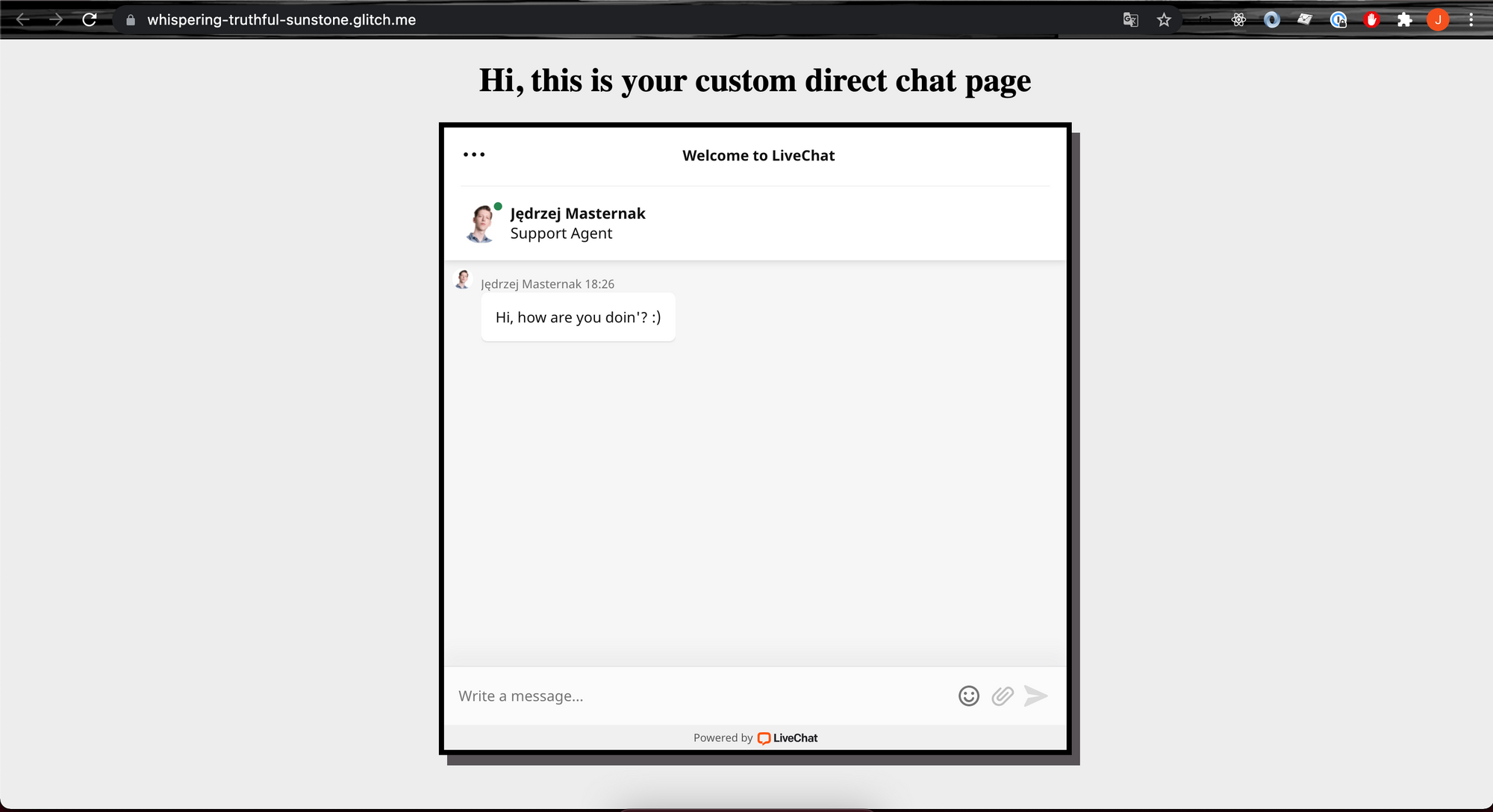 Custom chat page example